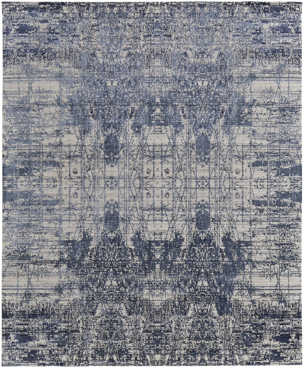 Feizy Rugs Eas69aef Eastfield Artisanal Hand-woven Viscose And Wool Abstract Rug - Modern Style For Any Space Blue,Ivory Viscose,Wool Eas69aefblu000f00