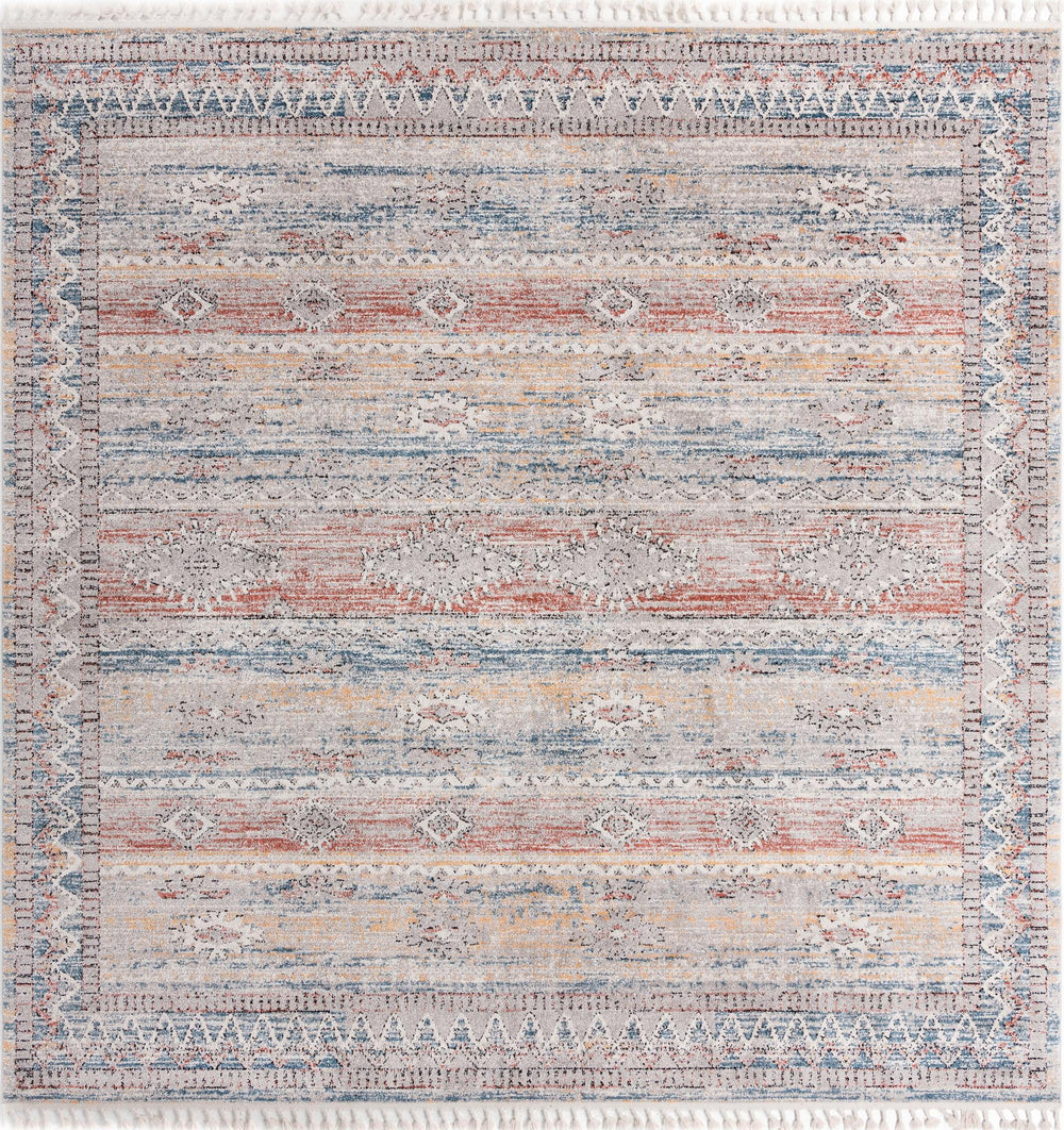 Unique Loom Aramis Tal Machine Made Tribal Rug Multi, Black/Blue/Orange/Rust Red/Ivory 12' 0" x 12' 2"