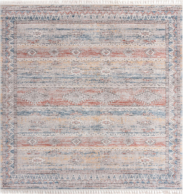 Unique Loom Aramis Tal Machine Made Tribal Rug Multi, Black/Blue/Orange/Rust Red/Ivory 12' 0" x 12' 2"