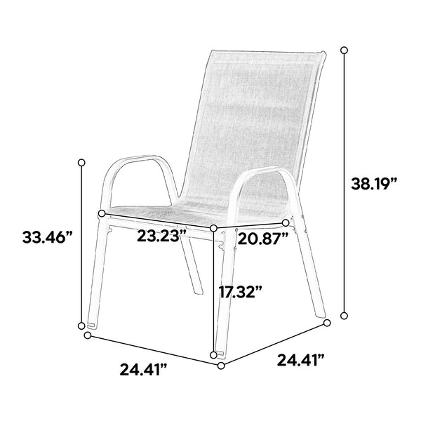 English Elm 6 Stackable Patio Chairs Set Textilene Mesh High Back Armrest Outdoor Seating Blue W640P417175