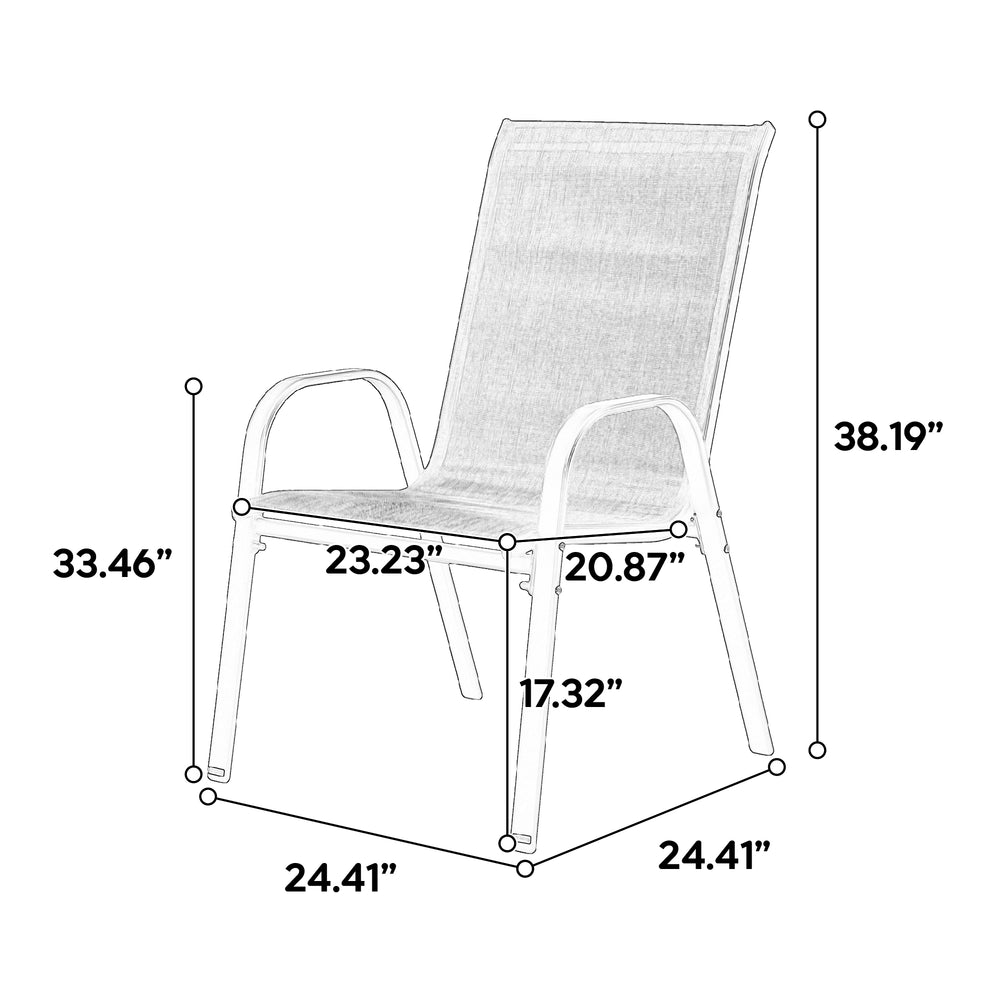 English Elm 8 Piece High Back Outdoor Patio Chairs Stackable Steel Frame Breathable Mesh Seating Set Blue W640P417203