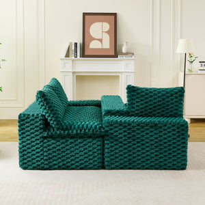 English Elm Luxury Turtle Velvet Multifunctional Sofa - Convertible Green Modular Seating for Family, 400lb Capacity W3371S00043