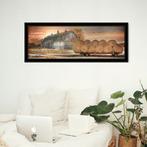 English Elm "sunset on the Farm" Framed Canvas Wall Art by Lori Deiter Pastoral Black Wood B06788666