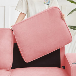 English Elm 83.86"Snowfleece Luxurious 3-Seater Sofa with High-Density Sponge & Spring Support, Cozy Velvet Pink W1359P215067