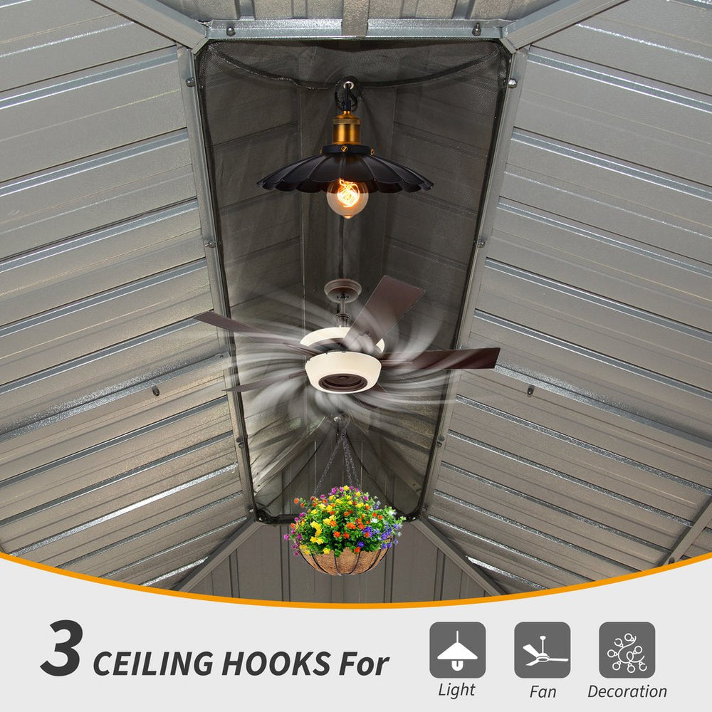 English Elm 10' X 14' Hardtop Gazebo, Durable Metal Canopy With Drainage, Curtains & Netting For Outdoor Comfort W1859S00137