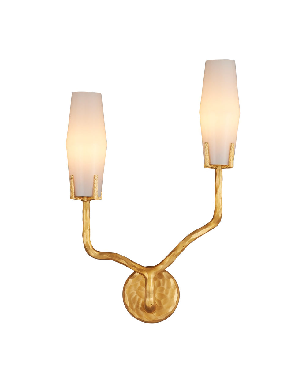 Currey & Company Mathilda Wall Sconce - Artful Brass Lighting With Milky Glass Shades For A Striking Home Accent Gold Glass ,Brass 5000-0284-currey-company