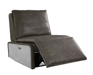 English Elm Metier Gray Top Grain Leather Power Motion Recliner with Aluminum Frame, Foam Comfort, 220 lb Capacity B2726P280176