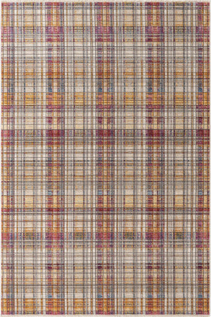 Unique Loom Deepa Tartan Machine Made Geometric Rug Multi, Blue/Gray/Ivory/Orange/Yellow/Purple 5' 3" x 7' 10"