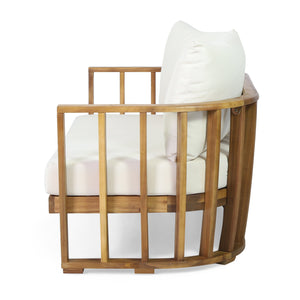 English Elm Christopher Knight Home® - Outdoor Acacia Wood Loveseat & Coffee Table Set with Teak Top, Beige Cushions, Durable Patio Duo 70457.00BGE