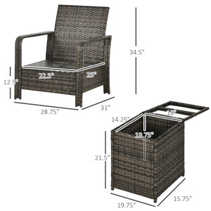 English Elm Wicker 3 Piece Outdoor Bistro Set with Pe Rattan Lounge Chairs and Storage Table T3971P444365