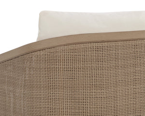 Sunpan Palermo Dining Chair - Elegant Outdoor Seating with Durable Teak Wood and Stylish Wicker Design Drift Brown / Stinson Cream