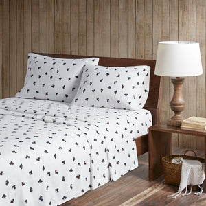 Woolrich Flannel Lodge/Cabin Sheet Set WR20-3315 Black/White Scottie Dogs