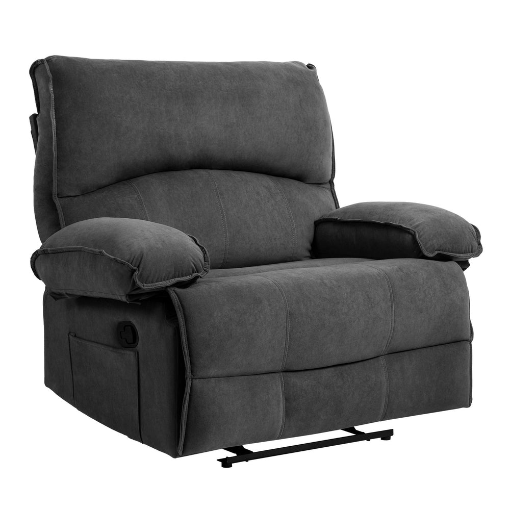 English Elm Oversized Velvet Push-Back Recliner Chair Sofa with Massage Pillow, Super Soft Fleece Comfort and Easy Assembly Grey W1403S00003