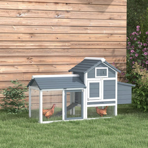 English Elm Pawhut Solid Fir Backyard Chicken Coop with Nesting Box Run and Sliding Tray White W2225P229286