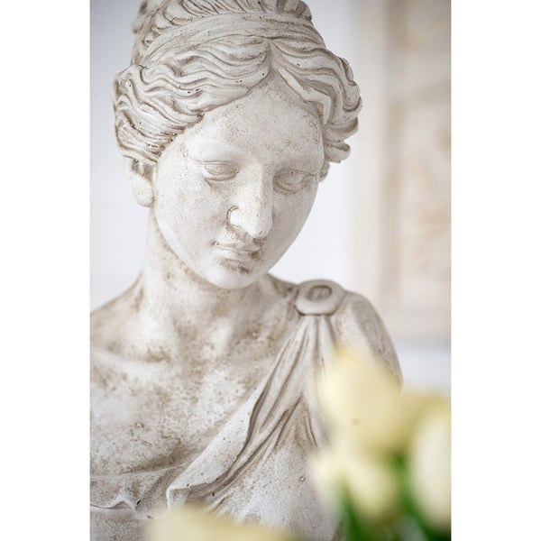English Elm 10x9x22" Classical Female Bust Magnesium Sculpture Indoor Outdoor Garden Pedestal Accent W2078P494899