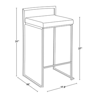 English Elm Stackable Counter Stools Bamboo Seat Matte Black Steel Frame Kitchen Island Set of 2 B202P471211