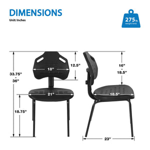 OSP Home Furnishings Armless Guest Chair Urethane Seat Ergonomic Office Reception Adjustable Back Support KH81391