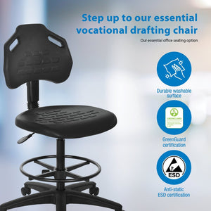 OSP Home Furnishings Drafting Chair with Urethane Seat Pneumatic Height Adjustment and Adjustable Footrest KH81310TX