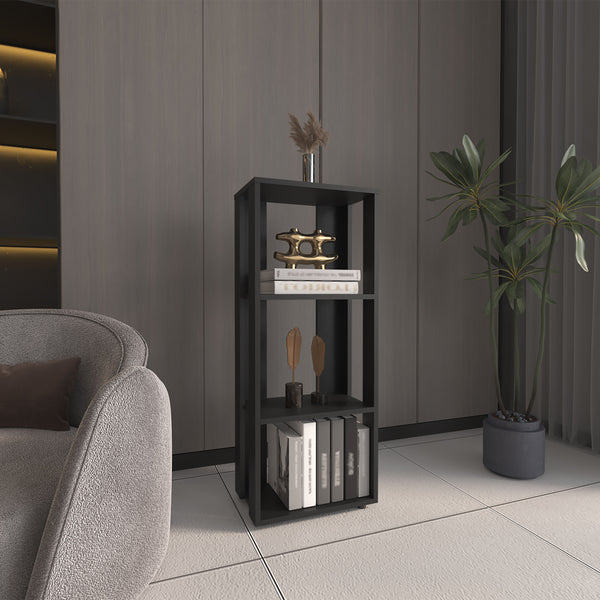 English Elm Eco 39" Tall Four-Tier Bookcase with Slim Profile, Modern Storage Solution for Small Rooms Black 9.4 L x 27 W x 7 H B070P254757