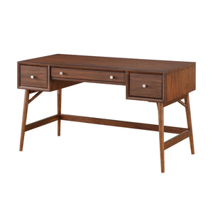 English Elm 3 Drawer Walnut Writing Desk with Splayed Legs for Mid-century Home Office Style B056P416789