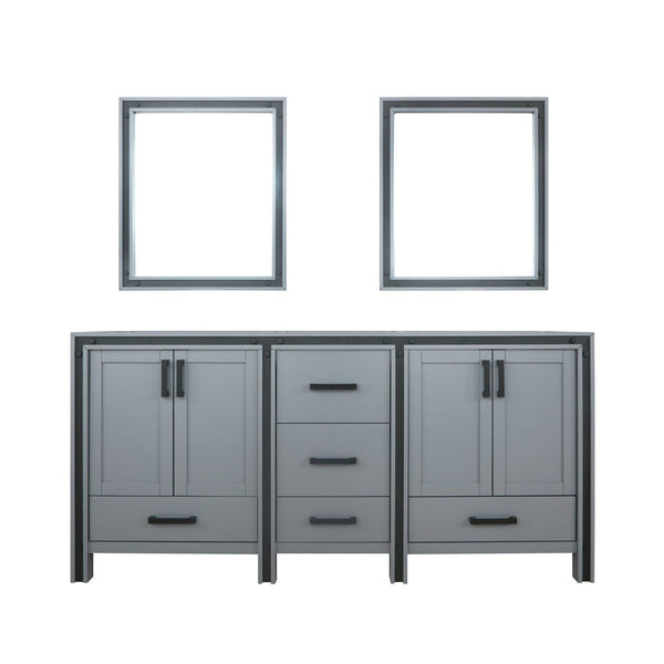 English Elm Dark Grey Double Bath Vanity Set With Mirrors - 72" W Storage Solution For Modern Bathrooms B2731S00584