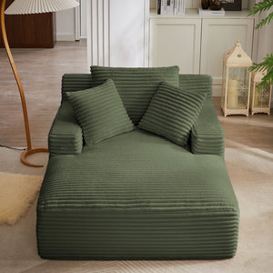 English Elm Oversized Corduroy Chaise Lounge with Pocket Spring Support Ready to Use Living Room Green W2339P442150