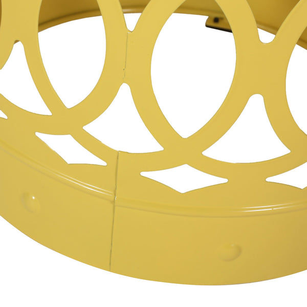English Elm Outdoor Powder-coated Iron Nesting Accent Tables Set of 2 Laser-cut Circle Design Yellow 73606.00YLW