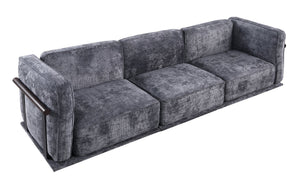 English Elm 102 Inch Linen Modular Sectional Sofa with Hidden Storage and Cloud Cushion Comfort Dark Gray W1099S00188