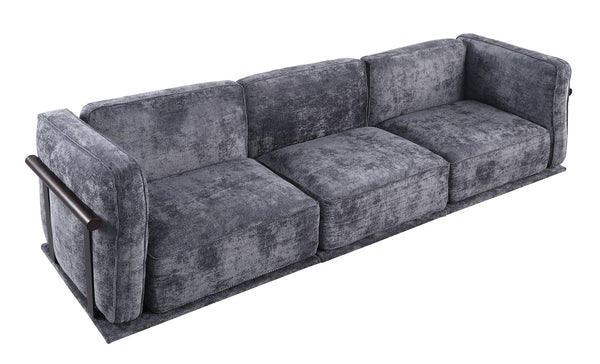 English Elm 102 Inch Linen Modular Sectional Sofa with Hidden Storage and Cloud Cushion Comfort Dark Gray W1099S00188