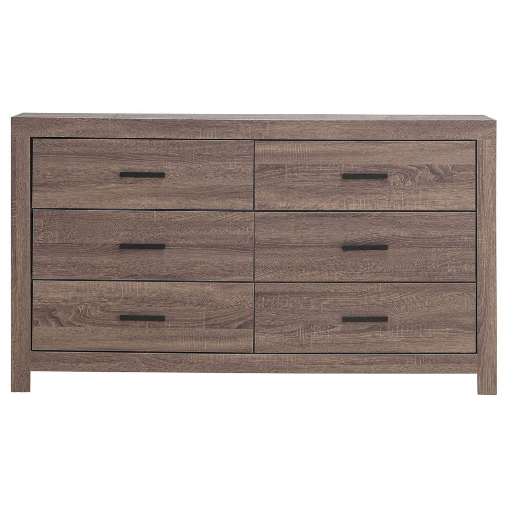 English Elm Sherwood Barrel Oak Six-Drawer Dresser with Smooth Hardware, Modern Silhouette for Chic Storage B062P375391