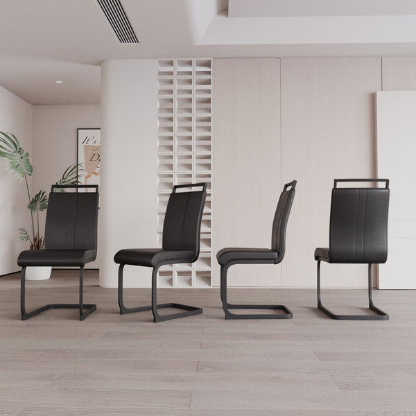 English Elm Modern White Faux Leather High Back Dining Chair Set Gold Base Elegant Seating W3732P495890