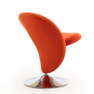 English Elm Curl Wool Blend Swivel Lounge Chair with Polished Chrome Base, 360° Rotation, Plush High-Density Foam Comfort Orange B365P397968