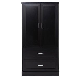 English Elm Tall Bathroom Storage Cabinet with Adjustable Shelves, Two Doors & Drawers, Space-Saving 66" Tall Black N725P178675B
