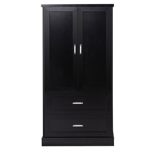English Elm Tall Bathroom Storage Cabinet with Adjustable Shelves, Two Doors & Drawers, Space-Saving 66" Tall Black N725P178675B
