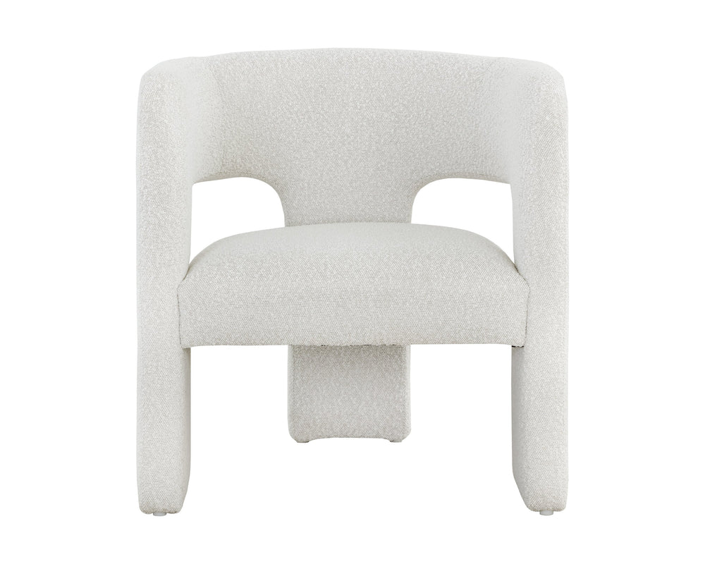 Sunpan Isidore Lounge Chair - Contemporary Comfort with Curved Backrest and Chic Boucle Fabric Design Copenhagen White