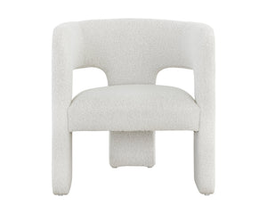 Sunpan Isidore Lounge Chair - Contemporary Comfort with Curved Backrest and Chic Boucle Fabric Design Copenhagen White