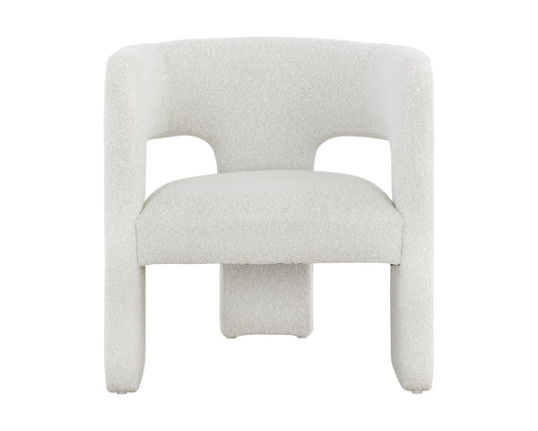 Sunpan Isidore Lounge Chair - Contemporary Comfort with Curved Backrest and Chic Boucle Fabric Design Copenhagen White