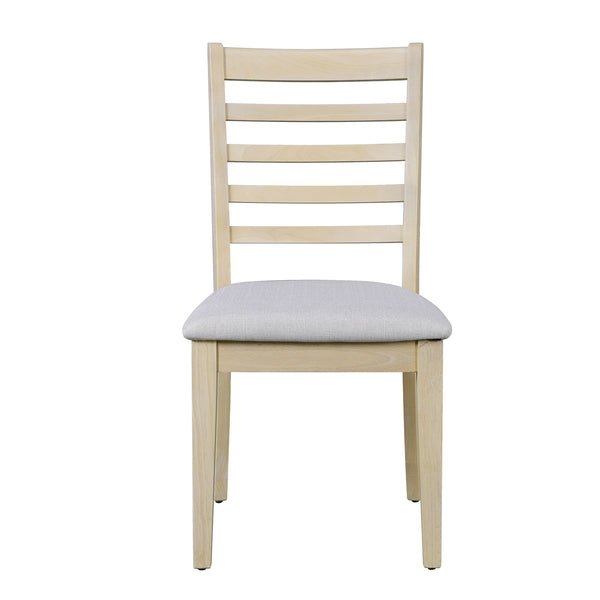 English Elm Farmhouse Ladder Back Dining Chairs Rubberwood Frame Upholstered Seat Set of 2 Natural+Beige N752P272063N