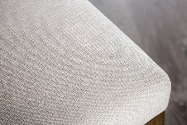 English Elm 1pc Upholstery Bench with Soft Rounded Corners, Light Finish, Upholstered Seat, Contemporary Dining Appeal Brown,White 81 L x 19 W x 8 H B011P366756