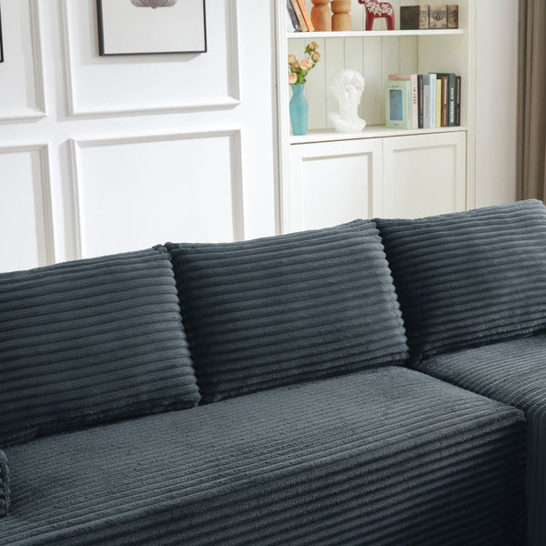 English Elm L-shaped Cloud Sectional Corduroy Sofa Deep Seat Modular Sleeper for Any Living Space W2339P424638