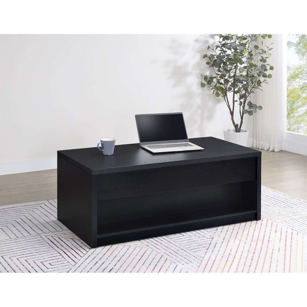 English Elm Fletcher Lacquered High Gloss Coffee Table with Open Shelf for Modern Living Rooms B062P447736