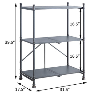 English Elm Sandy Industrial 3-Tier Console Table, Foldable Water-Pipe Shelves in Sandy Black Dark Bronze Finish — Durable Metal Storage & Rustic Display Piece for Home Entryway or Living Room B062P186469