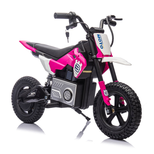 English Elm 24v Kids Electric Motocross Motorcycle 200w Hub Motor Suspension Led Bluetooth Audio Pink W1578P225049