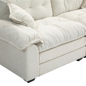 English Elm 84" Chenille Sofa Loveseat with Memory Foam & Pocket Springs, Plush Dual-Layer Comfort, Sturdy Frame Beige W676S00011