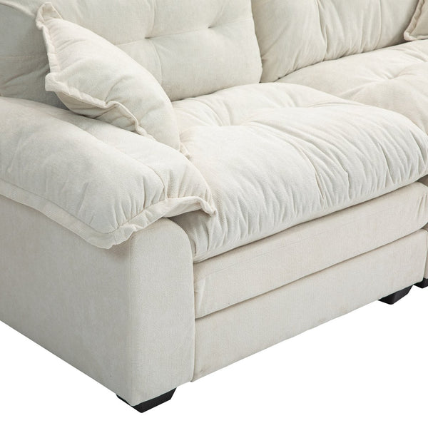 English Elm 84" Chenille Sofa Loveseat with Memory Foam & Pocket Springs, Plush Dual-Layer Comfort, Sturdy Frame Beige W676S00011
