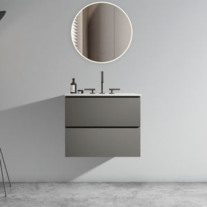 English Elm TIA 24" Wall Mount Space Grey Bathroom Vanity with Ceramic Basin, 20% More Storage, Soft-Close Drawers White+gray W1865S00064
