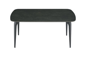 English Elm Modern Sintered Stone Rectangular Dining Table Gold Accent Legs Heat Resistant Surface Dark Gray W3493P436782