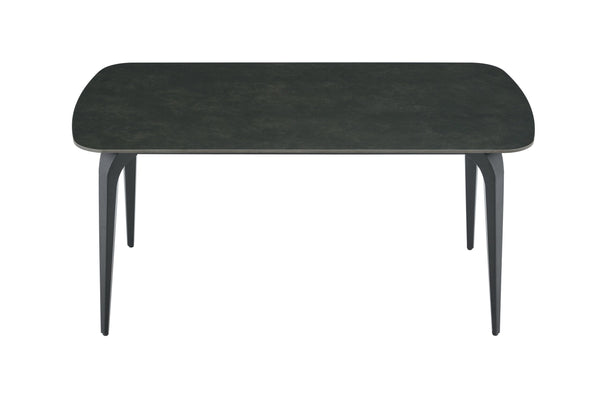 English Elm Modern Sintered Stone Rectangular Dining Table with Gold Accent Metal Base W3493S00015