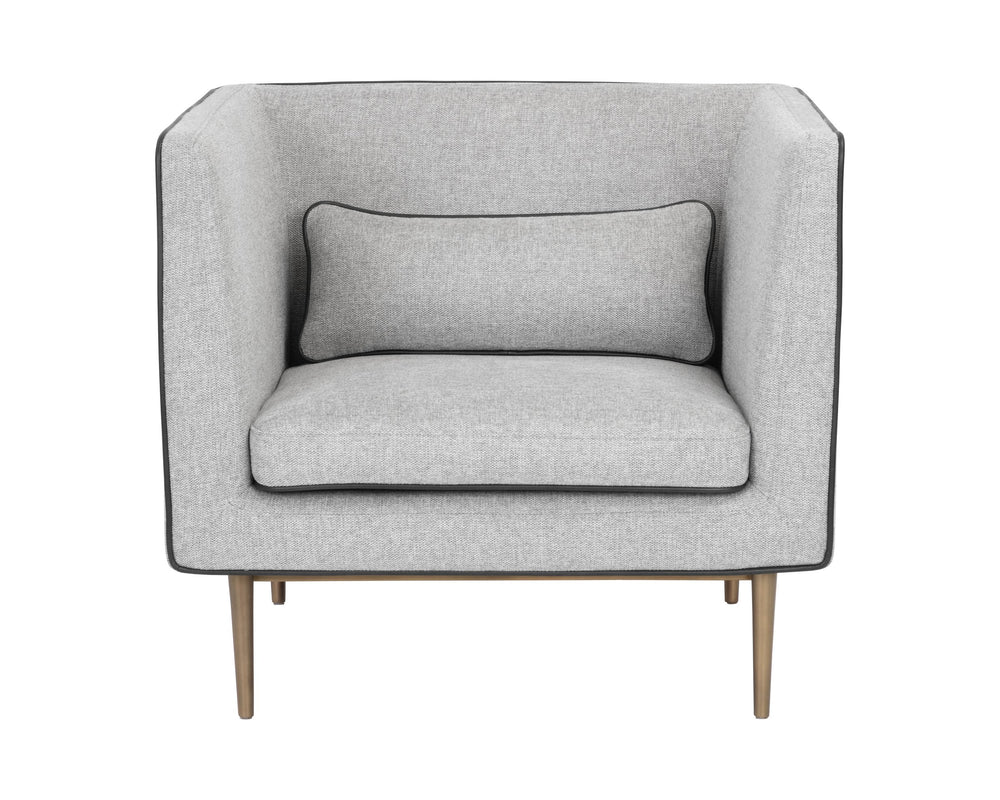 Sunpan Batavia Armchair - Bold Design with Channel Tufting, Sleek Piping, and a Stylish Bronze Base Belfast Heather Grey