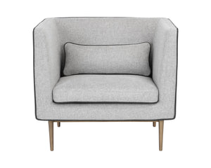 Sunpan Batavia Armchair - Bold Design with Channel Tufting, Sleek Piping, and a Stylish Bronze Base Belfast Heather Grey